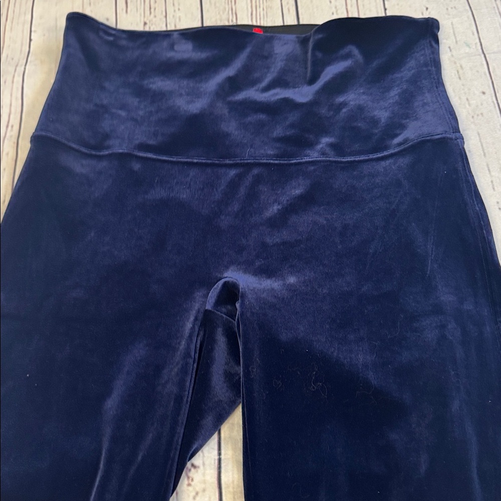 SPANX Blue Ready-To-Wow Velvet Leggings Velour Shapewear Women's Size 1X  2070P
